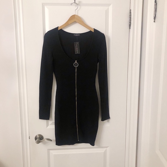⭐️Buy 1 get 1 FREE⭐️ NWT Fashion Nova Black Zip up Dress - Picture 1 of 3